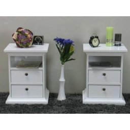 Venedig Tables de chevet, 2 pièces largeur 43 cm, hauteur 58 cm, blanc. - Blanc
