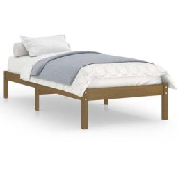 Cadre de lit Marron miel Bois massif 75x190 cm Petit simple vidaXL - Honey brown