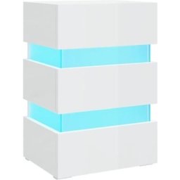 Table de chevet à led blanc brillant 45x35x67 cm Vidaxl Blanc brillant