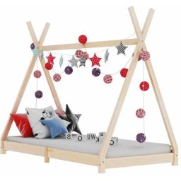 Cadre de lit d'enfant Bois de pin massif 70x140 cm Vidaxl Marron