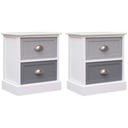 Tables de chevet 2 pcs Gris 38x28x45 cm Bois Vidaxl Blanc et gris