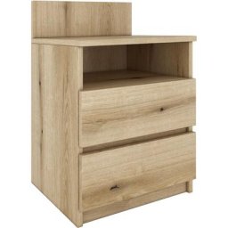 Aster T1 - Table de chevet avec 2 tiroirs - 59x40x32 cm - Table de nuit - Style scandinave Chêne