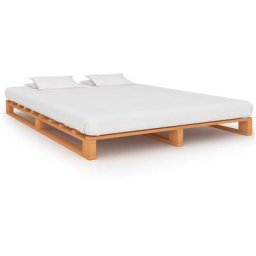 Cadre de lit de palette Marron Bois de pin massif 140 x 200 cm Vidaxl Brown