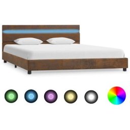 284807 Cadre de lit avec led Marron Tissu 140x200 cm Vidaxl Marron