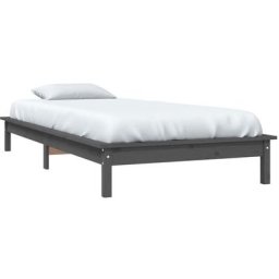Cadre de lit Gris 90x190 cm Bois de pin massif Simple Vidaxl Gris