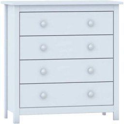 Commode 4 tiroirs, pin massif , couleur blanc translucide, mesure 78,5x75x35 cm