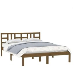 Cadre de lit Marron miel Bois massif 150x200 cm Très grand Vidaxl Honey brown
