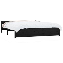 Cadre de lit Noir Bois massif 160x200 cm Vidaxl Noir