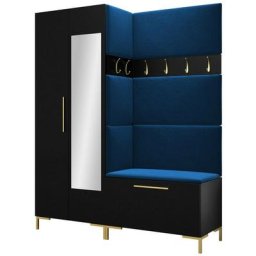 Ensemble entrée Hartford F107, Manila 26, 196x158x46cm, Miroir, Noir, Tapisserie, Stratifié, Mis,