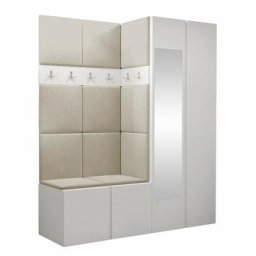 Ensemble entrée Hartford 278, Manila 02, 186x158x46cm, Miroir, Blanc, Stratifié, Tapisserie, Mural,