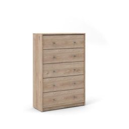 Maria Commode haute avec 5 tiroirs, noyer clair.