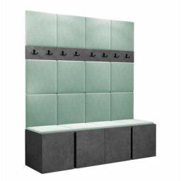 Ensemble entrée Hartford 268, Manila 11, 186x168x46cm, Béton, Noir, Stratifié, Tapisserie, Mural,