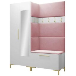 Ensemble entrée Hartford F107, Manila 09, 196x158x46cm, Miroir, Blanc, Tapisserie, Stratifié, Mis,