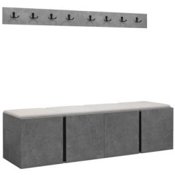 Ensemble entrée Hartford 276, Faux cuir Soft 017, 168x46cm, Béton, Faux cuir, Stratifié, Mural, Mis