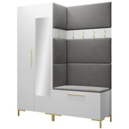 Ensemble entrée Hartford F107, Manila 16, 196x158x46cm, Miroir, Blanc, Stratifié, Tapisserie, Mis,