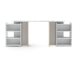 Nada Tête de lit 160 cm avec 4 tablettes de rangement, blanc brillant.