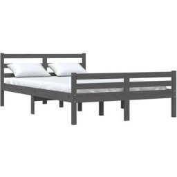 Cadre de lit Gris Bois massif 120x200 cm Vidaxl Gris