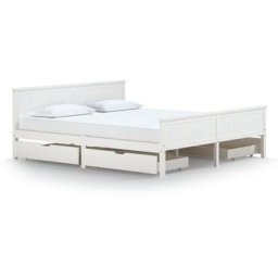 Cadre de lit avec 4 tiroirs Blanc Bois de pin massif 180x200 cm Vidaxl Blanc