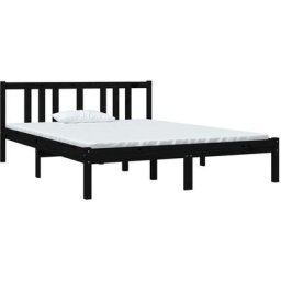 Vidaxl - Cadre de lit Noir Bois massif 140x190 cm Noir