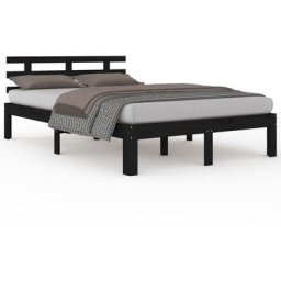 Cadre de lit Noir Bois massif 180x200 cm Super King Vidaxl Black