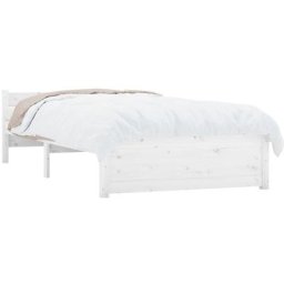 Cadre de lit Blanc Bois massif 75x190 cm Petit simple Vidaxl Blanc