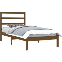 Cadre de lit Marron miel Bois de pin massif 100x200 cm Vidaxl Honey brown
