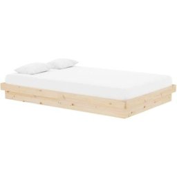 Cadre de lit bois massif 120x190 cm petit double Vidaxl Marron