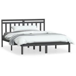 Cadre de lit Gris Bois massif 150x200 cm Très grand Vidaxl Grey