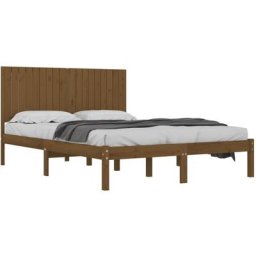 Cadre de lit Marron miel Bois massif 180x200 cm Super King Size Vidaxl Honey brown