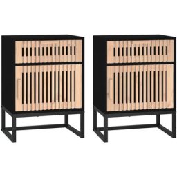 Tables de chevet 2 pcs noir 40x30x55,5cm bois ingénierie et fer Vidaxl Black