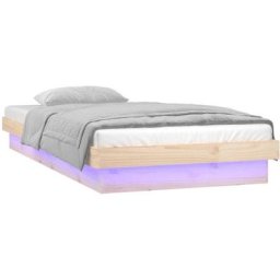 Cadre de lit à led 75x190 cm petit simple bois massif Vidaxl Marron