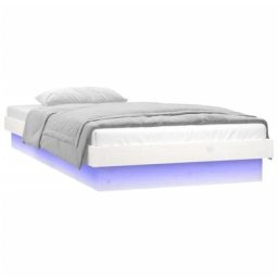 Cadre de lit à led blanc 100x200 cm bois massif Vidaxl Blanc