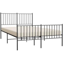 Cadre de lit métal avec tête de lit/pied de lit noir 120x190 cm vidaXL - Noir