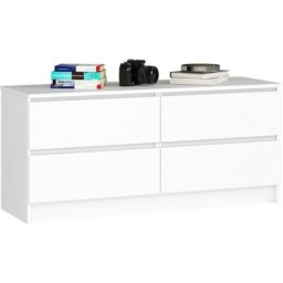 Akord - Commode K120 Blanche 120 cm 4 tiroirs façade Blanche 120x40x55 cm