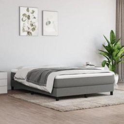 140 x 190 cm Lit Adulte 2 personnes - Sommier à ressorts de lit Gris foncé Tissu - élégant