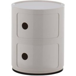 Table de Chevet Ronde avec Étagères Babel Sklum Blanc Cassé - Blanc Cassé 2 Tiroirs