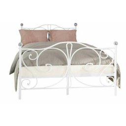 Lit Elmira 101, Blanc, Unique, 90x200, Métal, Sommier à lattes, 95x207x104cm - Blanc