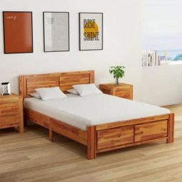 Chic Lit Double - maison - 2 Place Cadre de lit Bois d'acacia massif 140 x 200 cm NEUF9961