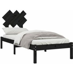 Cadre de lit Noir 75x190 cm Petit simple Bois massif Vidaxl Noir