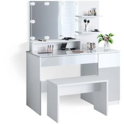 Coiffeuse ""Elisa"" Blanc brillant avec banc et éclairage led Vicco