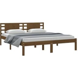 Cadre de lit Marron miel Bois massif 180x200 cm Super King Vidaxl Honey brown