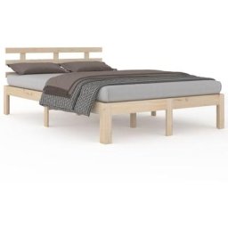 Cadre de lit Bois massif 135x190 cm Double Vidaxl Marron