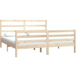 Cadre de lit Bois de pin massif 180x200 cm Super King Vidaxl Brown