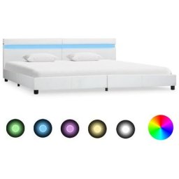 Cadre de lit avec led Blanc Similicuir 180 x 200 cm Vidaxl Blanc