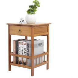 Table de Chevet pour Adulte, Table de Nuit Industrielle Bambou Chevet de Lit Scantinave Bois