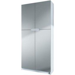 Vladon - Armoire de bureau haute Rangement Logan Blanc - haute brillance & tons naturels - Façades