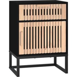 Table de chevet noir 40x30x55,5 cm bois d'ingénierie et fer Vidaxl Black