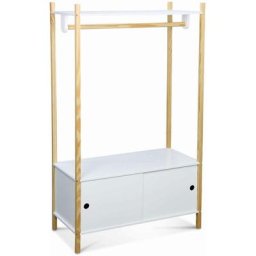 Penderie pour enfants - tobias - deux portes coulissantes. bois massif en pin naturel blanc.