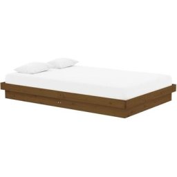 Cadre de lit Marron miel Bois massif 120x190 cm Petit Double Vidaxl marron miel