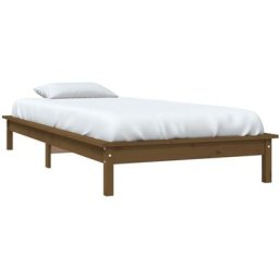 Cadre de lit Marron miel 100x200 cm Bois de pin massif Vidaxl marron miel